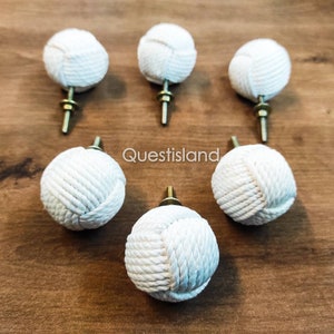 Handmade Knotty Rope Drawer Pulls: Cabinet Knobs, Set of 6