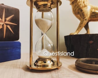 Vintage Style Brass Sand Timer, Minimalist Hourglass, Decorative Gift