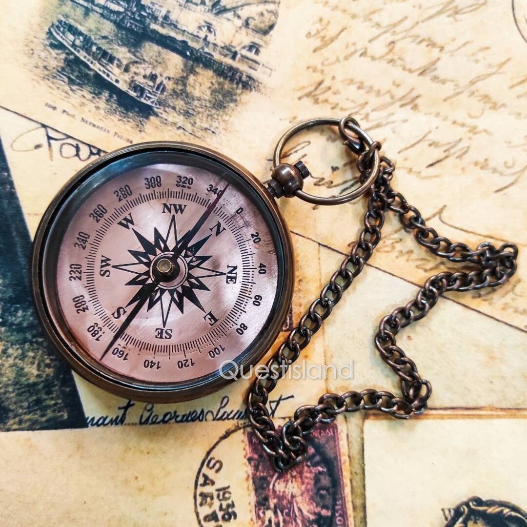 Compass Chain. Amazon Compass Necklace With Chain Brass Made Gift, Christmas Day Gift - Etsy