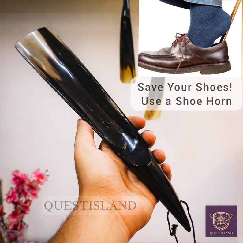 Long Handle Shoehorn: Handmade Ox Horn - Smooth, Durable Design image 3