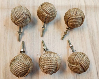 Knaufiges Knauf-Set aus Juteseil: Handgefertigte Möbelknäufe