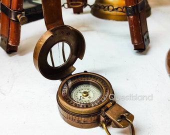 Military Compass: Solid Brass, Vintage Style - Collectible Item