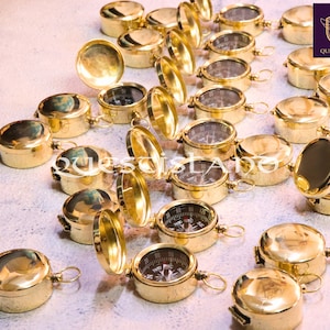 Lote de bússola com acabamento polido, bolso de direção, mini tampa, bússola, lindo presente de amor, natal, tema de casamento náutico