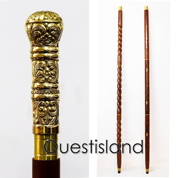 Walking Stick Brass Handle Wooden Victorian Foldable Cane Collectible Men's  Gift, Husband Gift, Anniversary Gift, Christmas Gift 