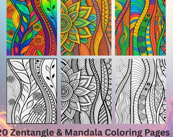 Zentangle & Mandala Patterns Coloring Pages Printable PDF