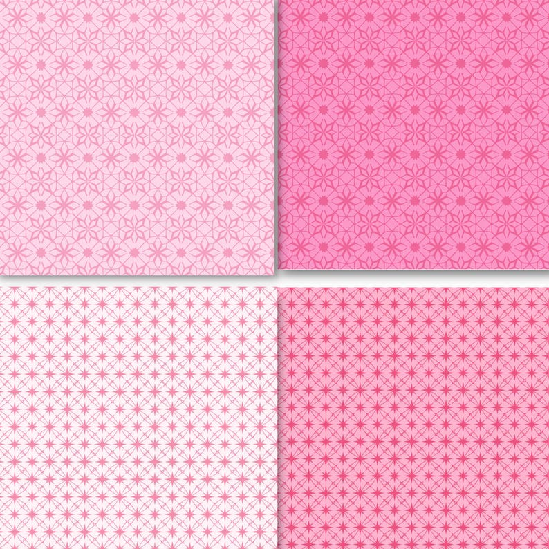 Pink Pattern D Design Pink Geometric Seamless Patterns 16 Digital Papers Printable ...