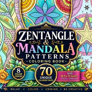 Zentangle & Mandala Muster Malbuch für Erwachsene 70 detaillierte Ausmalbilder