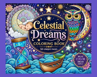 Livre de coloriage céleste : 50 motifs mystiques et cosmiques pour adultes et adolescents (téléchargement numérique)