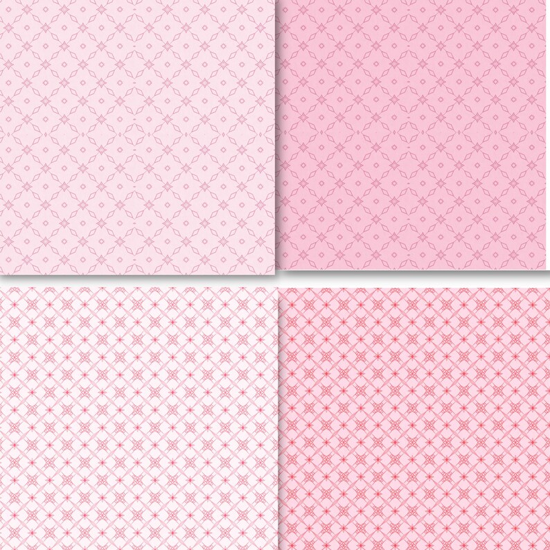 Pink Paper Layout Pattern Pink Geometric Seamless Patterns 16 Digital Papers Printable ...