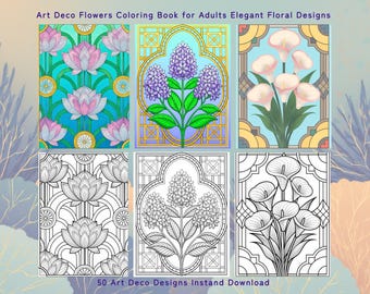 Livre de coloriage fleurs art déco pour adultes inspiré du glamour des années 20