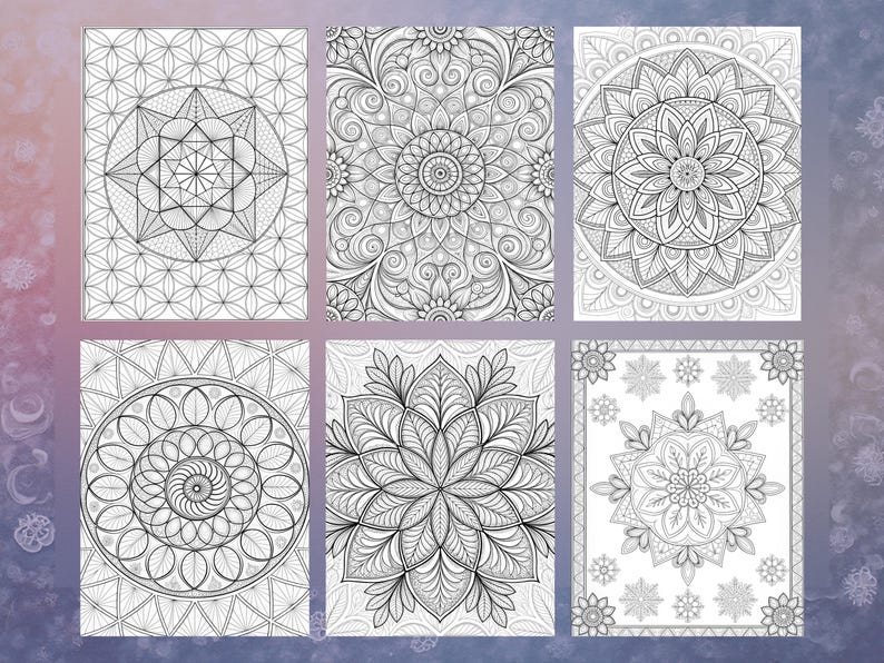 Fractal Mandala Patterns Coloring Pages Instant Download - Etsy