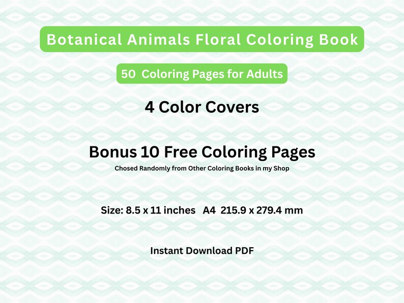 Botanical Animals Floral Coloring Book | 50 Detailed Adult Coloring ...