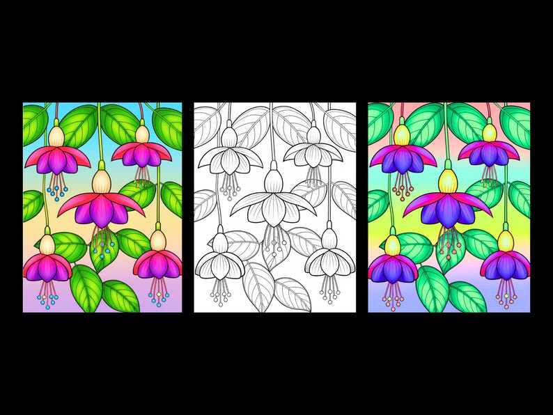 Floral Coloring Pages Bundle – 120 Unique Flower Designs (A4 PDF) image 9