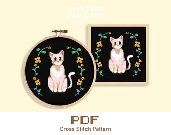 Adorable Cat Cross Stitch Patterns - Instant Download PDF File, Easy Embroidery Design