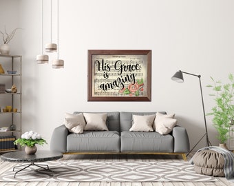 Amazing Grace Vintage Hymn Wall Art | Instant Download Christian Hymnal