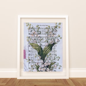 Lily of the Valley Digital Print | Christian Sunflower Wall Art | Vintage Hymnal Download
