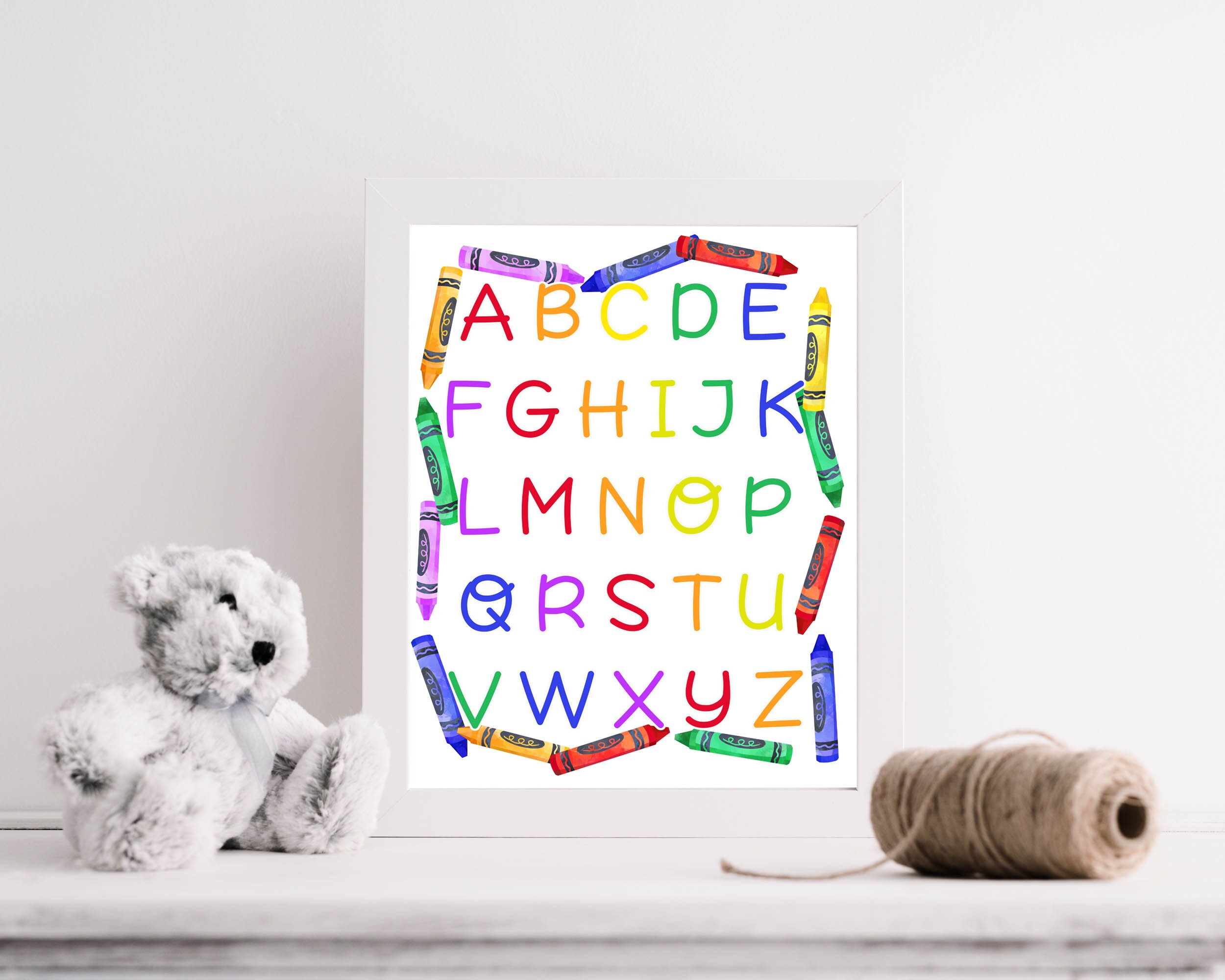 Nursery & Kids Alphabet Crayon Printable Art Primary Colors Instant