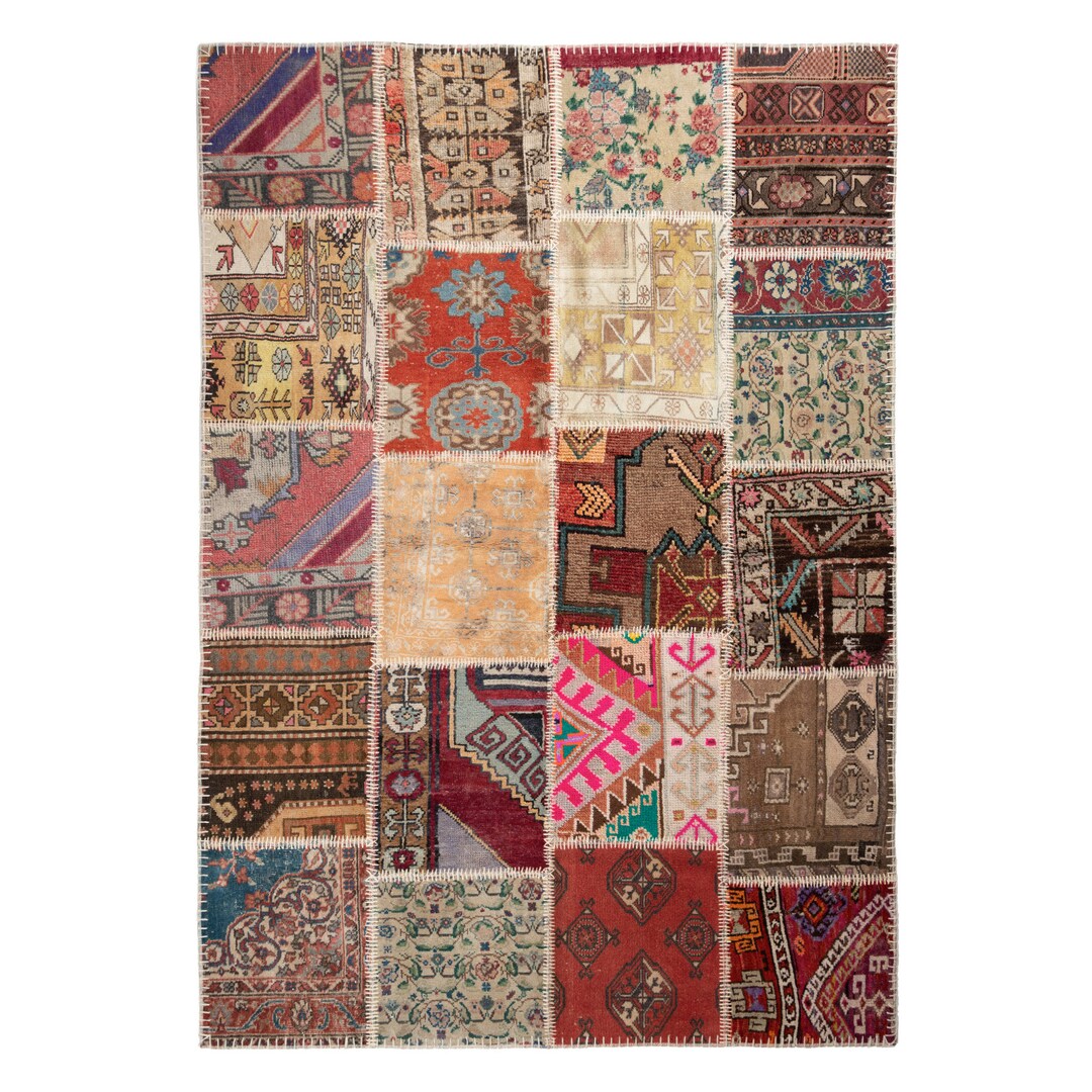 Handmade Patchwork Carpet, Made in Turkey, Authentic Village Handmade