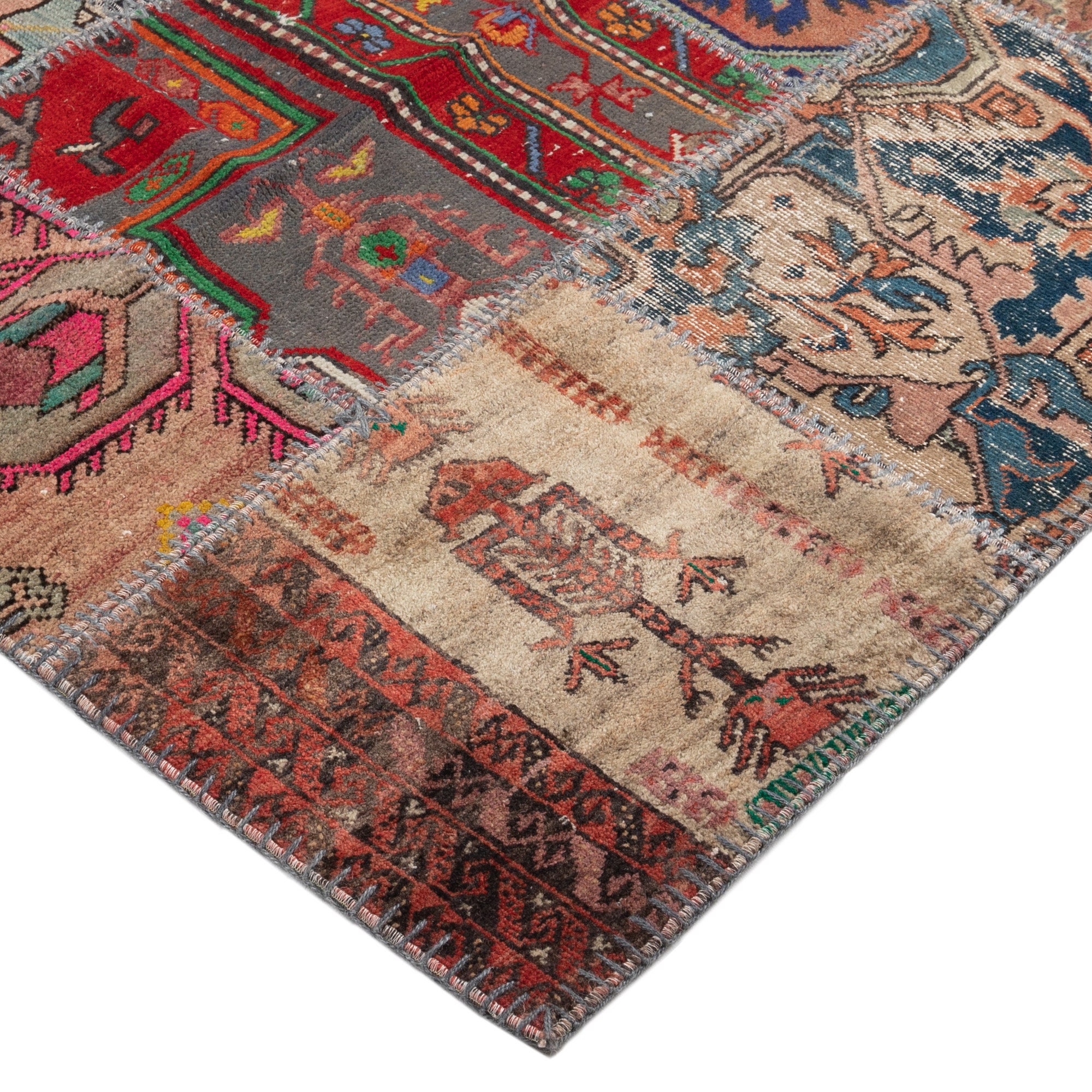 Handmade Patchwork Carpet, Made in Turkey, Authentic Vintage Handmade