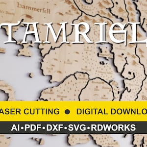 Les parchemins anciens | Carte de Tamriel | Fichier vectoriel découpé au laser | Téléchargement numérique