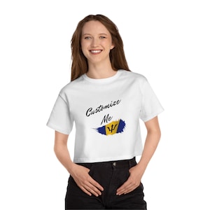 Custom Women&#39;s Champion Cropped T-Shirt: Heritage Style, Personalized Flag