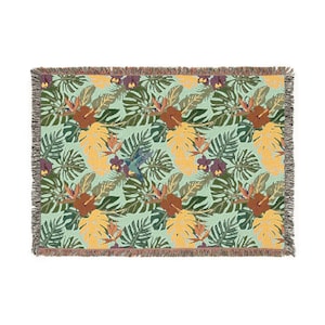 Hummingbird Haven, Blanket, Pillow, Pillow Case, Tropical Leaves, Floral Pattern, Bird of Paradise, Hibiscus, Orchid, Nature Inspired