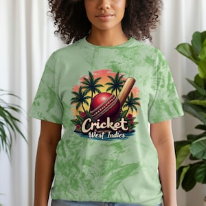Cricket T-Shirt | West Indies fan, West Indies Cricket Sports 2025, Vintage Retro Sunset Graphic Tee | Unisex Casual 80s Aesthetic Shirt