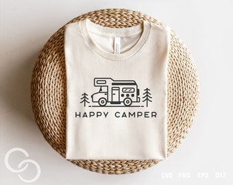 Happy Camper Svg, Happy Camper T-shirt idea, Happy Camper cut file, Outdoor, Adventure, Camping, Digital download