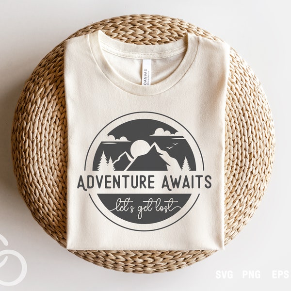 Adventure Awaits Svg, Let's get lost Svg, Ourdoor Svg, Digital download, Cricut and Silhouette Cut File