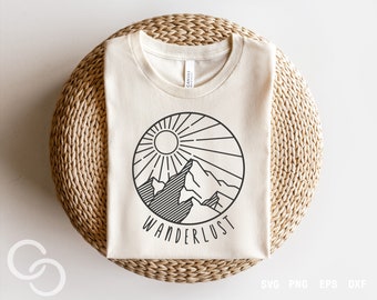 Wanderlust Svg, Mountains Svg, Outdoor Svg, Adventure Svg, Wanderlust shirt idea, Digital download, Cricut and Silhouette Cut File