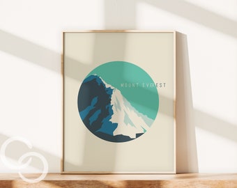 Mount Everest Printable Wall Art, Mountain wall art, Gallery Wall Digital Print, Digital download