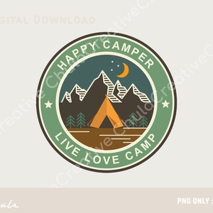 Happy Camper PNG, Live Love Camp, PNG only file