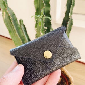 Pochette pour cartes en cuir de luxe | Cuir caviar noir Novatan