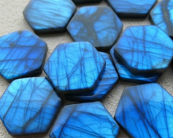 Blue Flash Labradorite Hexagon Cabochon, Jewelry Making Stone