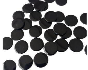 Black Onyx Round Coin Shape Disc Flat Cabochon Gemstone, Flat Natural Onyx Gemstone For Jewelry Making Up to 25mm Size