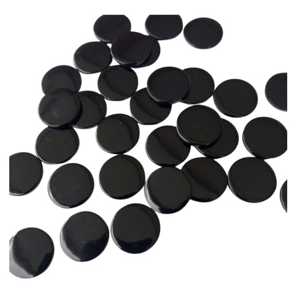 Black Onyx Round Coin Shape Disc Flat Cabochon Gemstone, Flat Natural Onyx Gemstone For Jewelry Making Up to 25mm Size