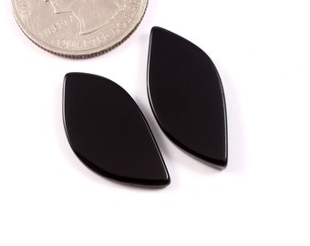 Black Onyx Fancy Shape Flat Cabochon Gemstone, Cabochon Gemstone, Flat Natural Onyx Gemstone For Jewelry Making,  11x24mm Size