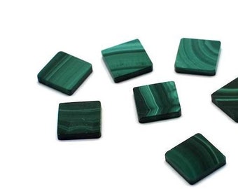 Malachite Square Shape Flat Cabochon Gemstone For Jewelry, Flat Natural malachite Gemstone For Jewelry Making