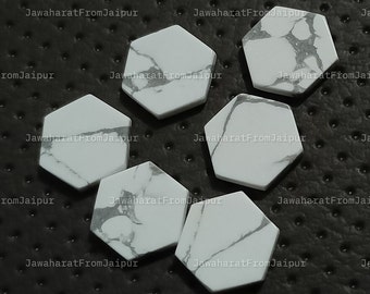 Natural Howlite Hexagon Flat Cabochon Gemstone For Jewelry, Both Side Flat Howlite disc Cabochon For Jewelry Making