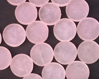 Natural Rose Quartz Round Coin Flat Disc Cabochon Gemstone For Jewelry,  Both Side Flat Rose Quartz Cabochon For Jewelry Making