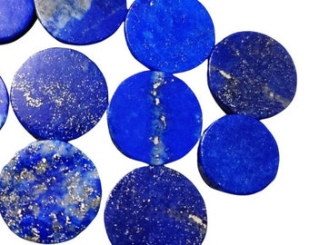 Natural Lapis Lazuli Round Flat coin Cabochon Gemstone For Jewelry, Natural 10mm Gemstone for Jewelry Making and Crafts.