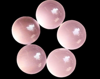 2 PCs, Rose Quartz Round Shape Flat Back Cabochon Gemstone, Natural Rose Quartz Gemstone for Jewelry 3-20 mm