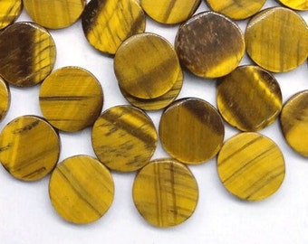 Natural Tiger Eye Round Flat Coin Cabochon Gemstone Disc, Tiger's Eye Flat Cabochon For Jewelry Making