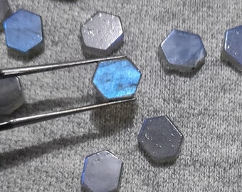 Natural Blue Labradorite Fancy Hexagon Shape Flat Cabochon Gemstone, Flat Natural Labradorite Gemstone For Jewelry Making