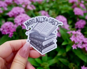 Morally Grey Book Stack Sticker: Matte Bookish Decal