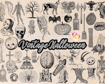 Vintage halloween ink overlay cliparts, scary png, transparent gothic halloween, invitation sticker, scrapbook, junk journal, commercial use