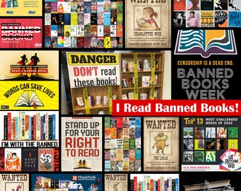 Banned Books Poster, Celebrate freedom and First Amendment, Wall Art Print, Instant Download, Room Décor, Printable Poster