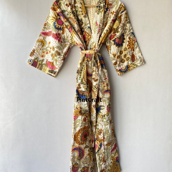 Kantha kimono handmade jackets cotton kantha robe winter jackets woman coat