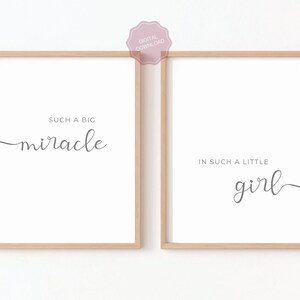 Baby Girl Nursery Quote, Printable Nursery Wall Art, Baby Girl Room Sign, Such a Big Miracle in such a little Girl, Digital Download