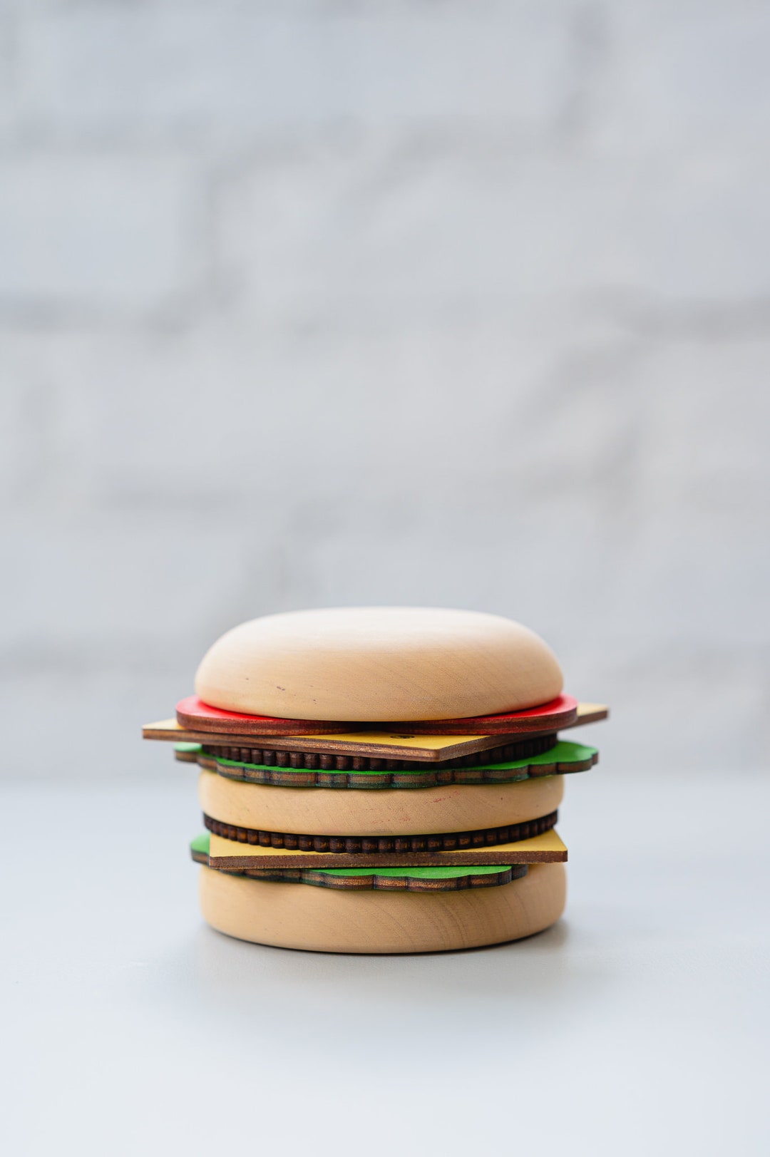 Wooden Stacking Burger Stackable Toy Etsy